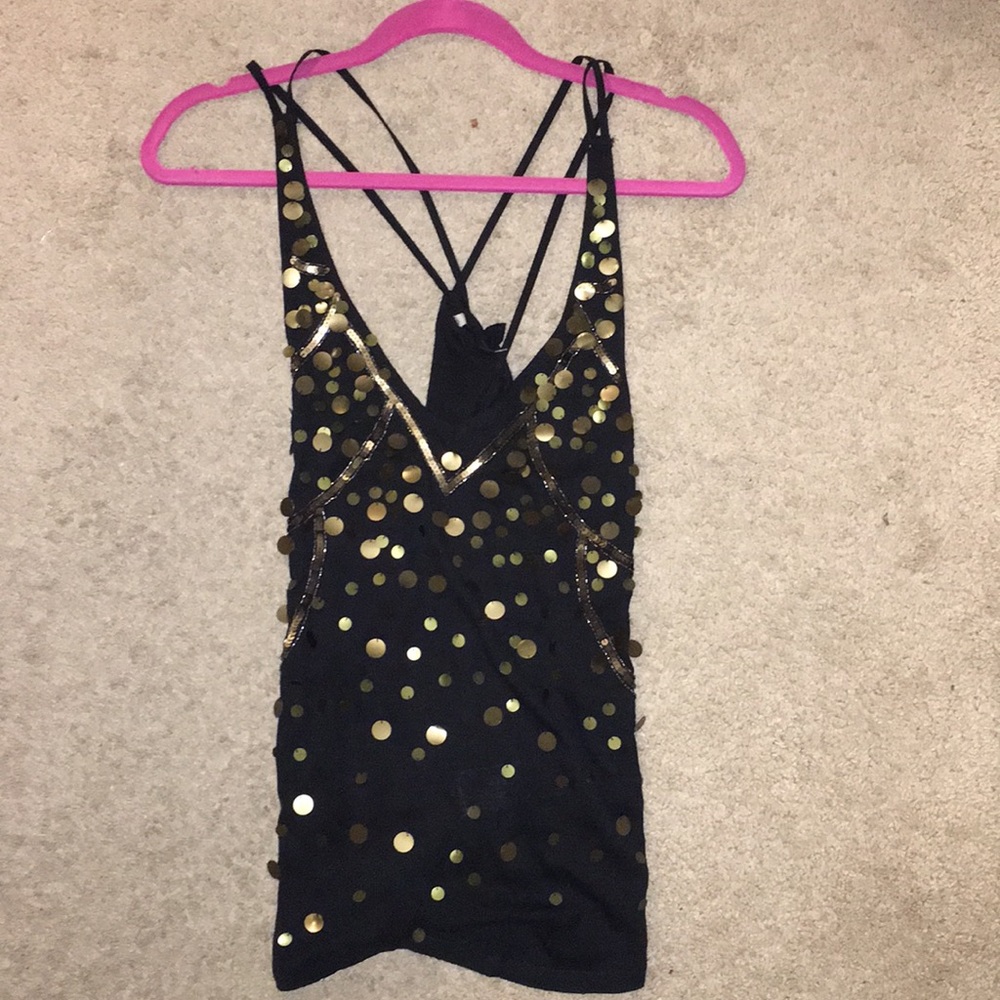 Black tank/ gold sequins Medium. Urban outfitters